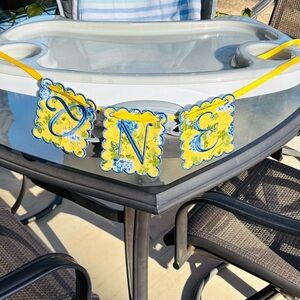 Yellow and Blue ONE Party Banner